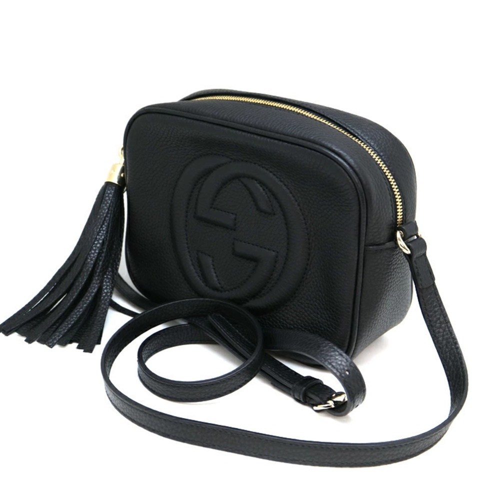 GUCCI Disco Bag Shoulder Leather Black